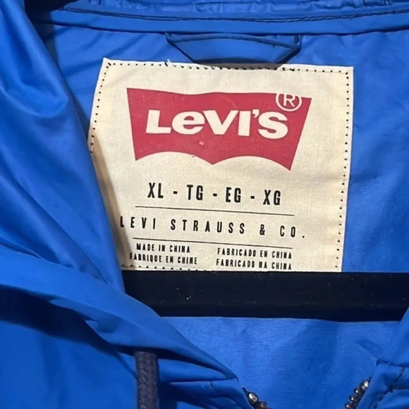 Levi’s | Vintage blue windbreaker/jacket w/hood mens XL zippered front - Picture 2 of 7